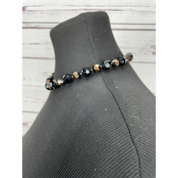 Vintage JS Signed Women's Black Iridescent Beaded Lobster Clasp Fashion Collar N - Picture 5 of 10